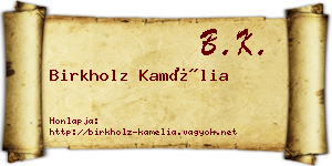Birkholz Kamélia névjegykártya